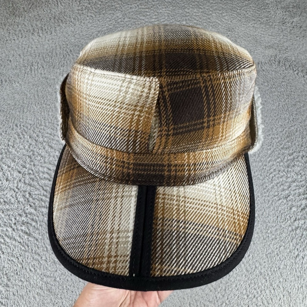 OR Outdoor Research Yukon Cap Hat Medium Bronze Plaid Sherpa Ear Flaps
